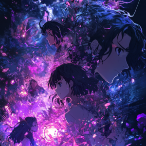 Intro image for anime character development showcasing dynamic characters and vibrant backgrounds.