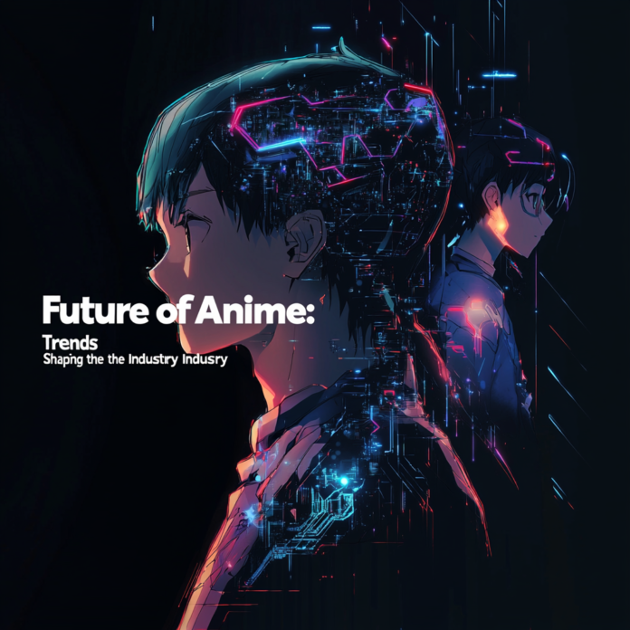 Exclusive innovation image for future anime trends showcasing digital fusion and futuristic elements.