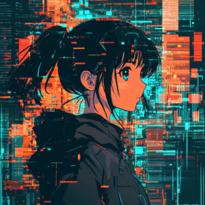 Dynamic anime news intro image with digital newspaper icon and vibrant abstract background