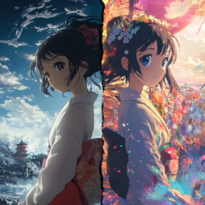Exclusive illustration merging classic anime elements with modern western animation design.