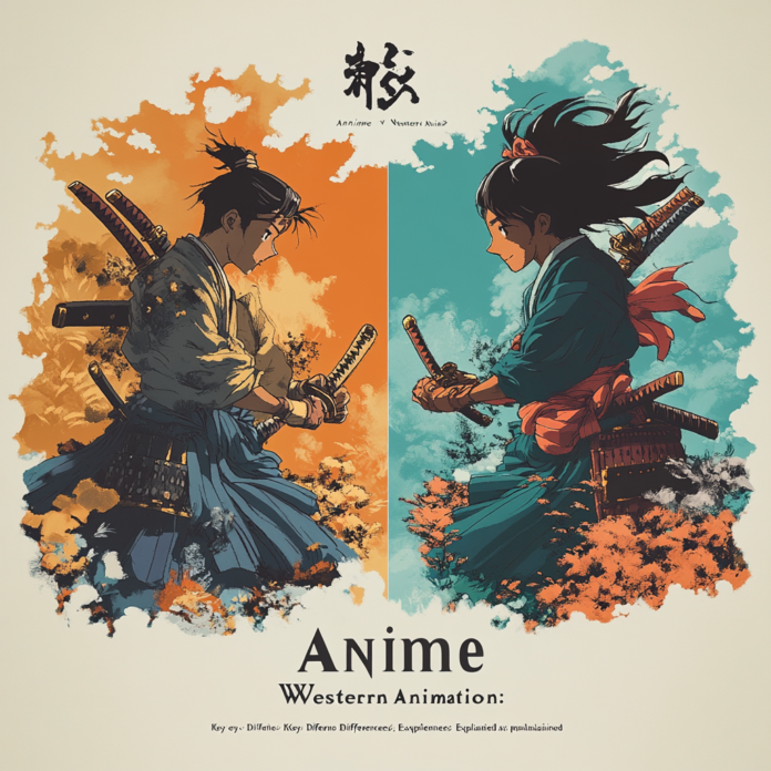 Exclusive illustration merging traditional Japanese elements with modern western animation design in a unified style.