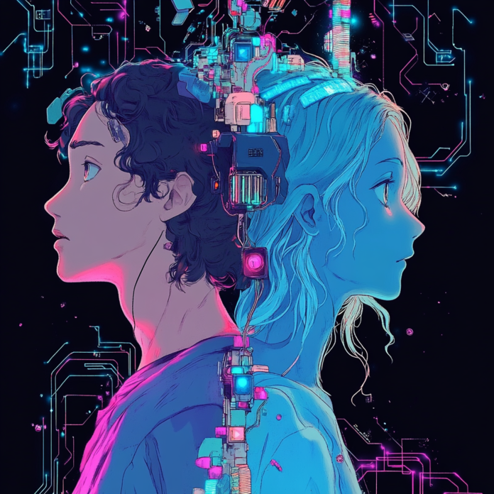 Exclusive illustration showcasing dynamic fan theories with analytical icons and interconnected anime character silhouettes.