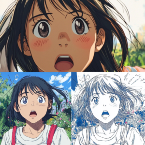 Manga to screen case study illustration comparing original manga pages with final animated scenes.